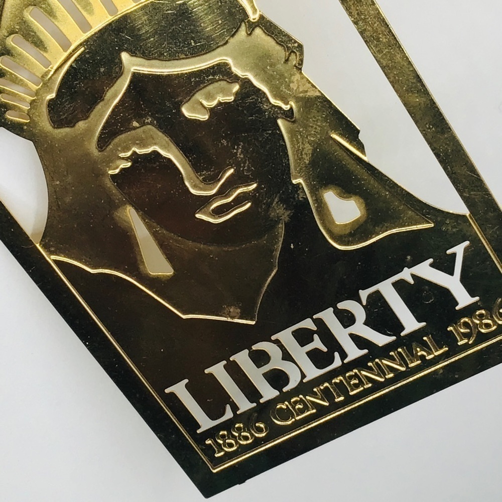 Vtg Kurt Adler Statue of Liberty Ornament Souvenir Gold Tone Christmas 1982 Xmas - Picture 2 of 6